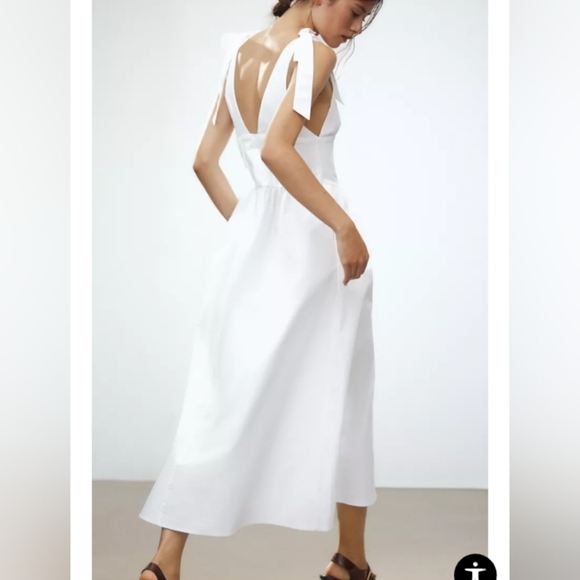 Zara Tied Poplin Midi Dress - Picture 3 of 4